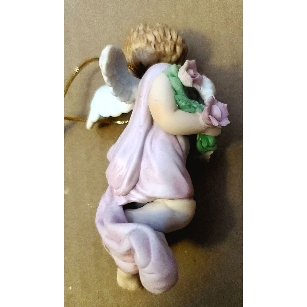 Rare Vintage Angel Bisque 1987 B.S.B. Shackman Ornament Cupid with‎ Flowers - Picture 7 of 8